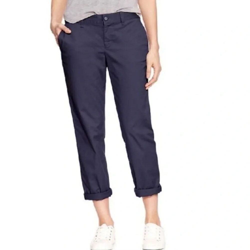 Gap For Good Girlfriend Khaki Pants Women's Size 10 Navy Blue Stretch Chinos